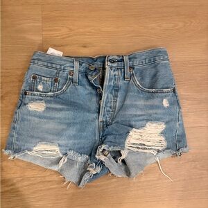 Levi's Blue Distressed Jean Shorts